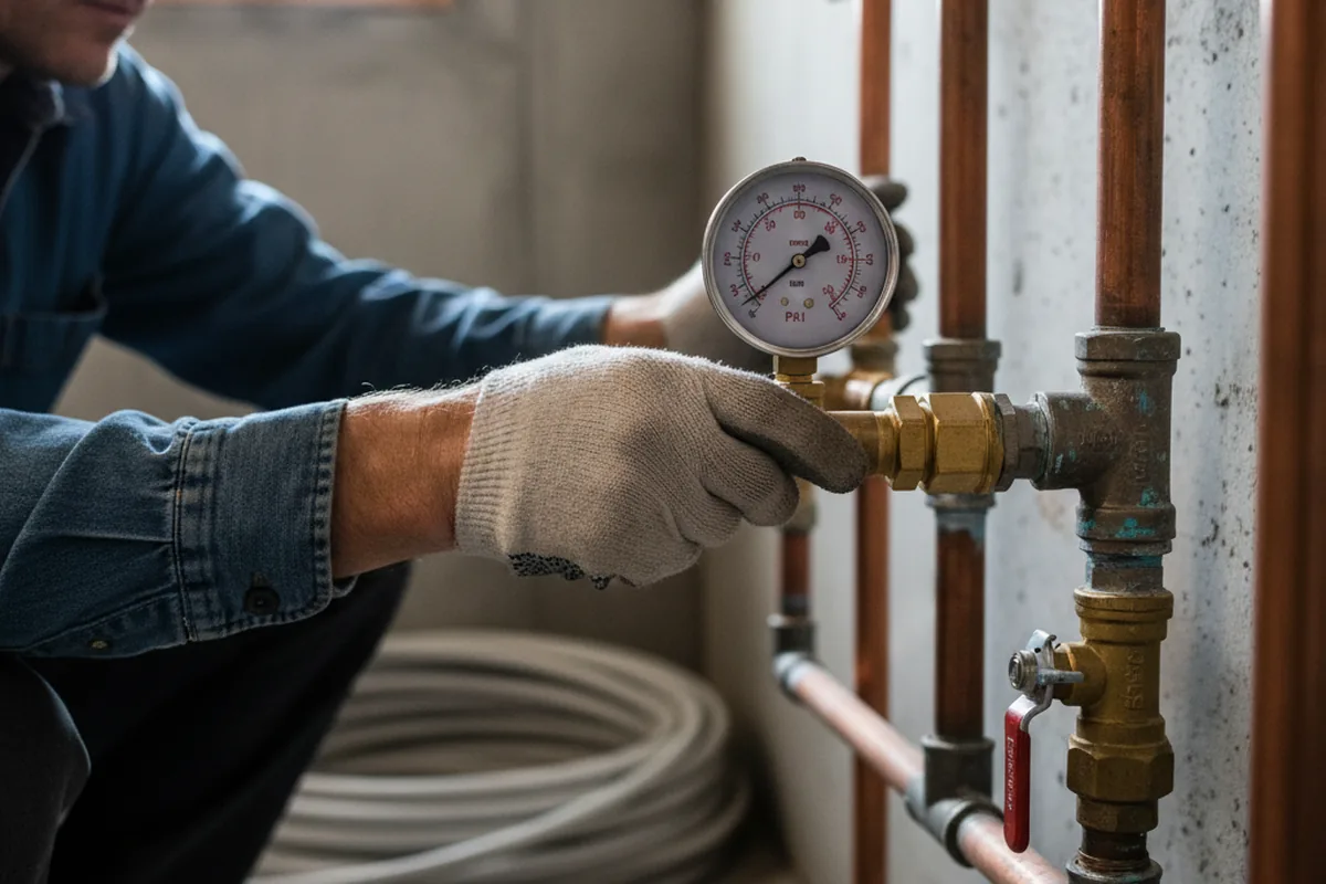 Pressure testing a repaired line during Water Line Repair in Elko New Market
